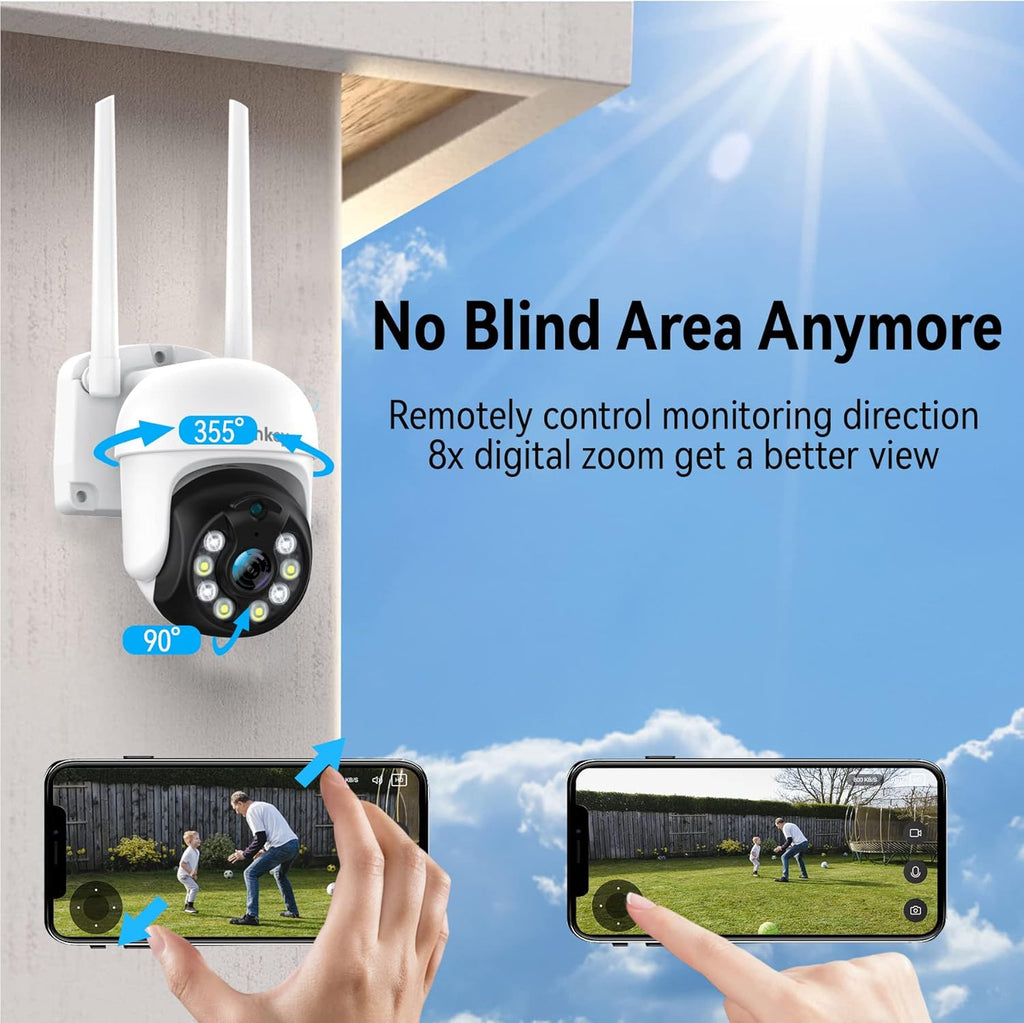 3MP 360 Degree Pan Tilt Auto Tracking 8X Zoom Wired Security Camera F12559