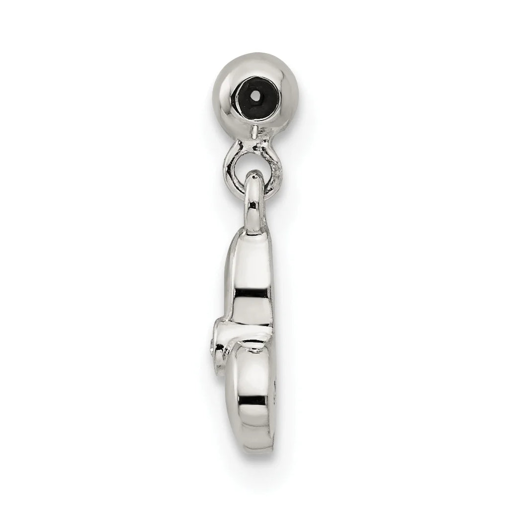 Sterling Silver Created Crystal Bow Charm Pendant with Rope Chain Necklace 20'' Q603