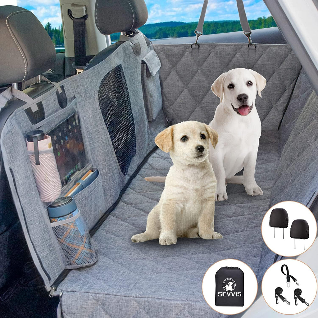 Gray Waterproof Dog Car Seat Cover with Mesh Window P5181