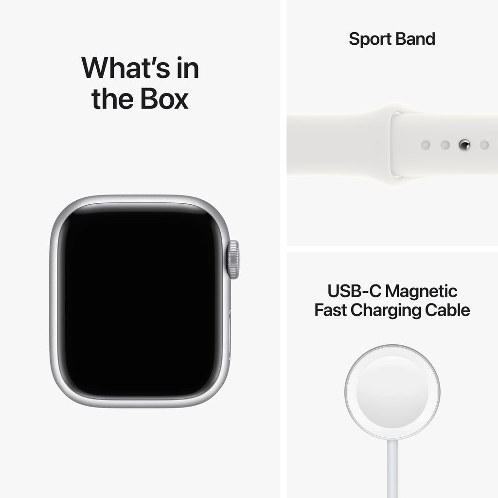 Silver Aluminum 41mm Apple Watch with White Sport Band W4200