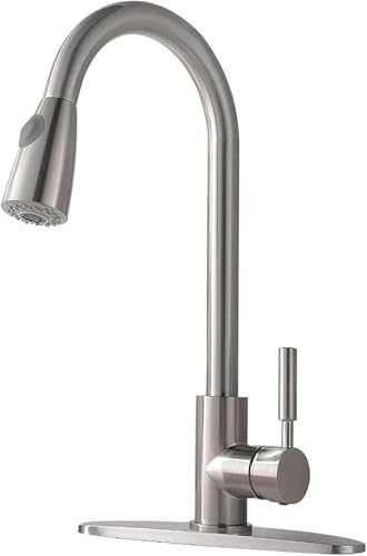 Single Handle Brushed Nickel Kitchen Faucet with Pull Down Sprayer Q216