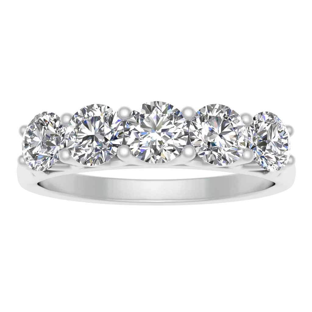 10k White Gold Diamond Five Stone Wedding Band G670647