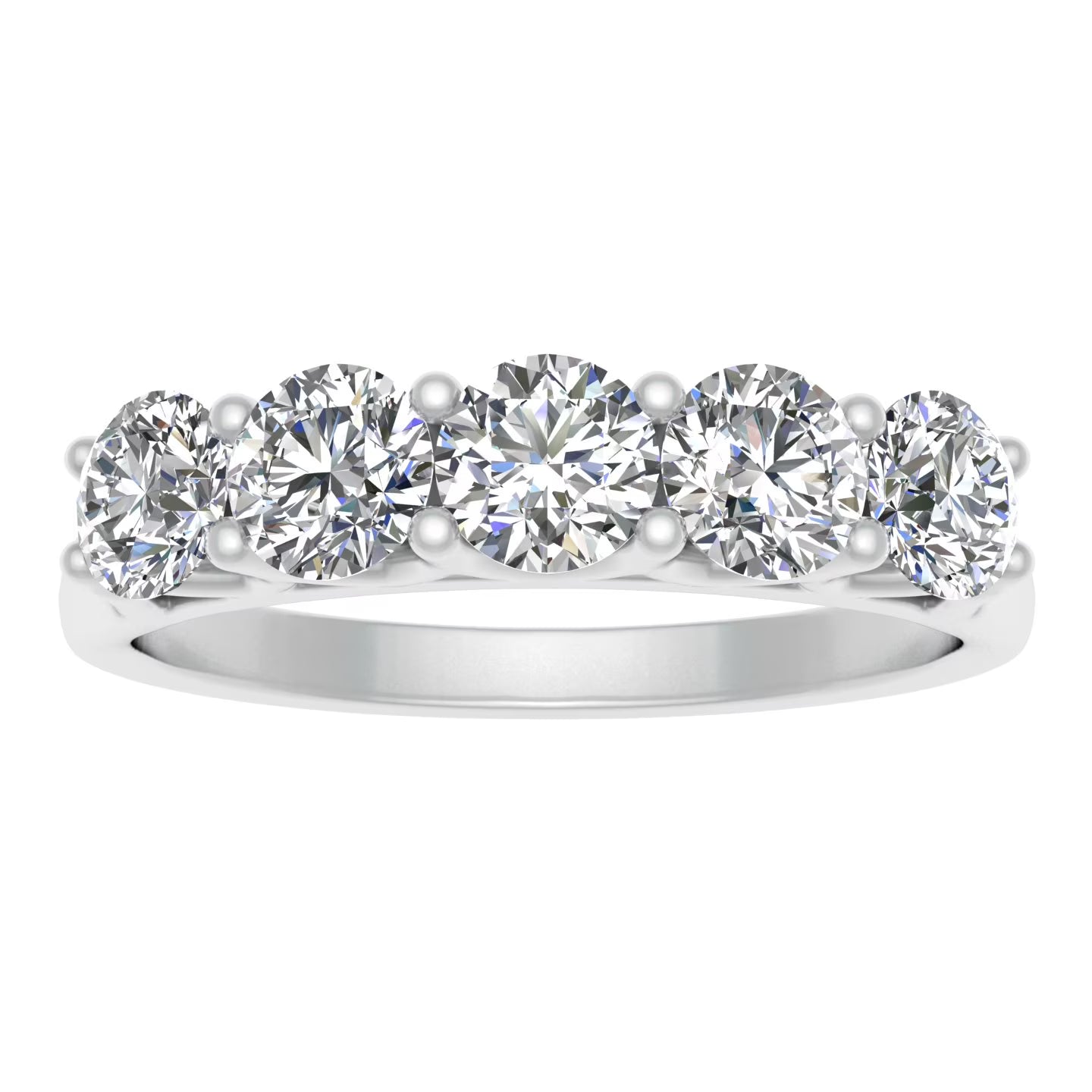 10k White Gold Diamond Five Stone Wedding Band G670647