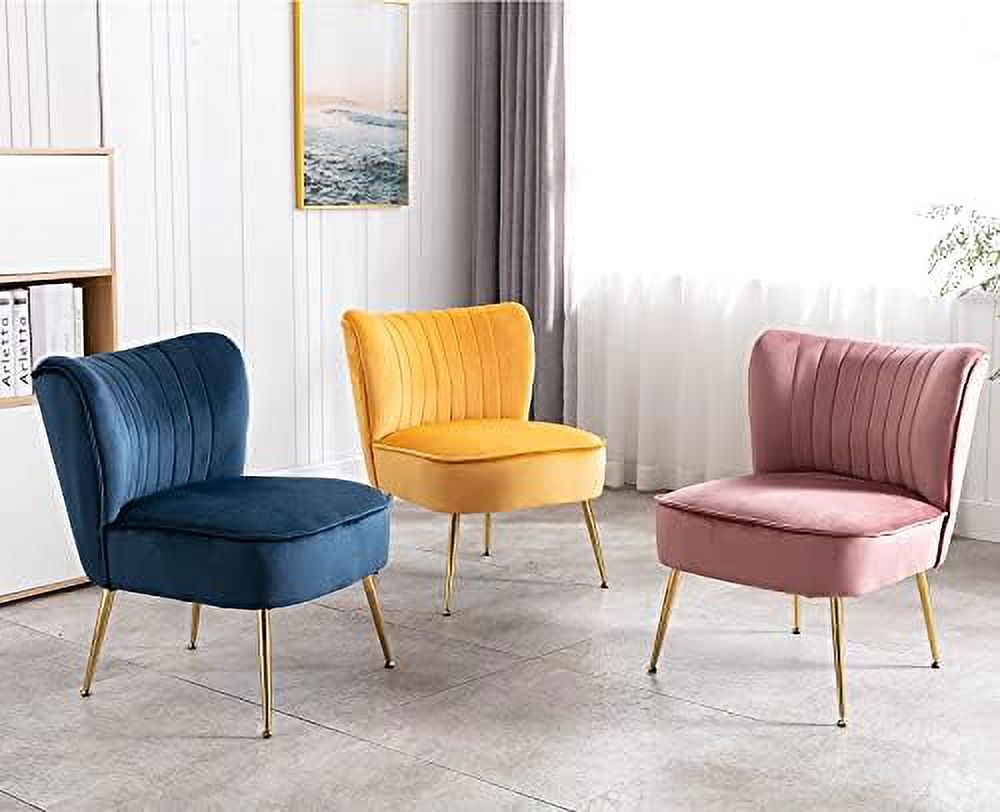 Velvet Accent Chairs Set of 2 with Golden Legs D3008