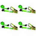 Green Ratchet Strap with Black Flat Hook 4 Pack M179651