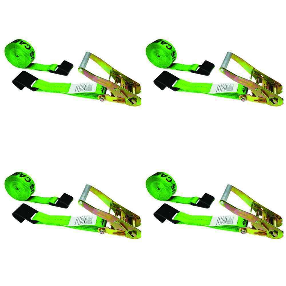 Green Ratchet Strap with Black Flat Hook 4 Pack M179651