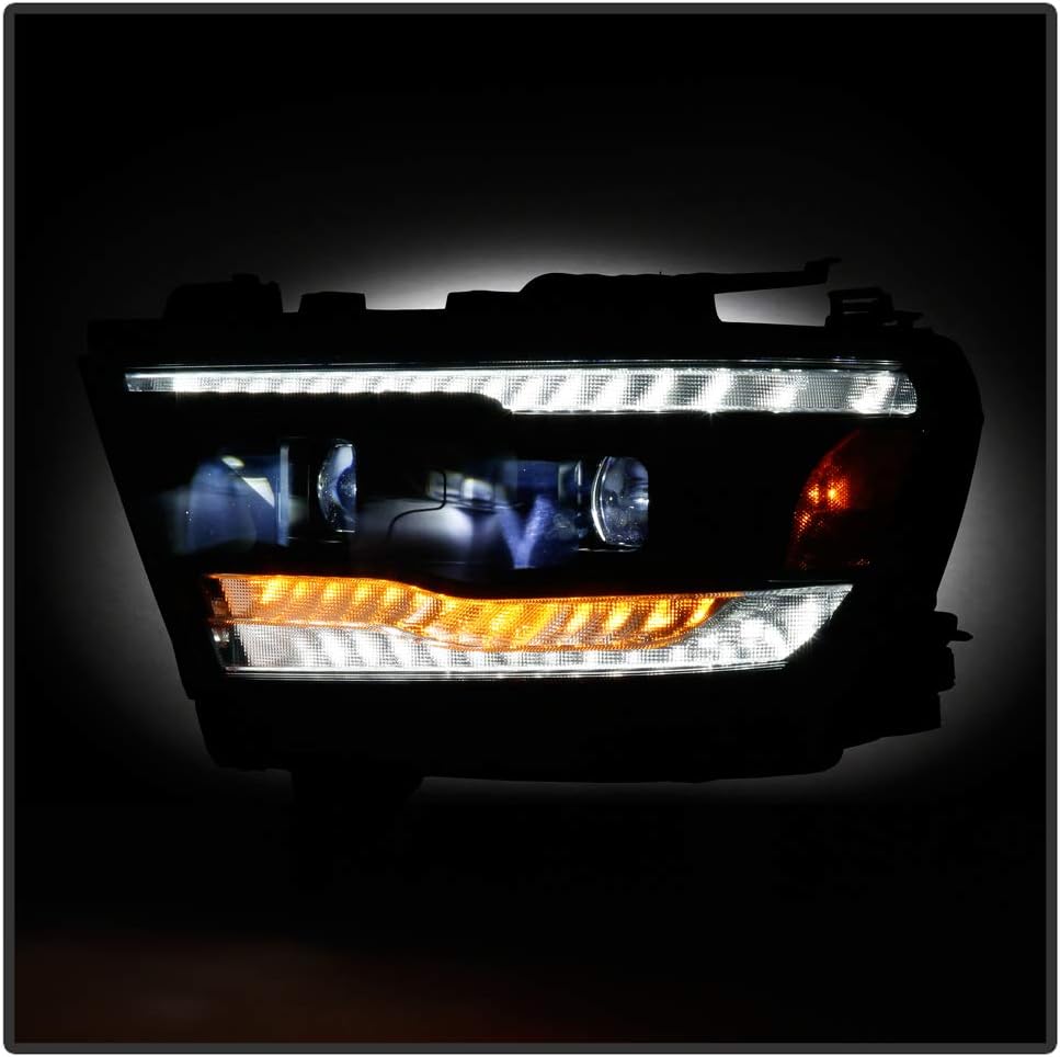 Black LED DRL Sequential Signal Dual Projector Headlights E8363