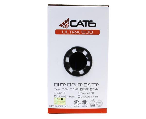 Cat6 Bulk Riser Ethernet Cable, Solid Copper UTP, 24 AWG 1000ft Green Q3539