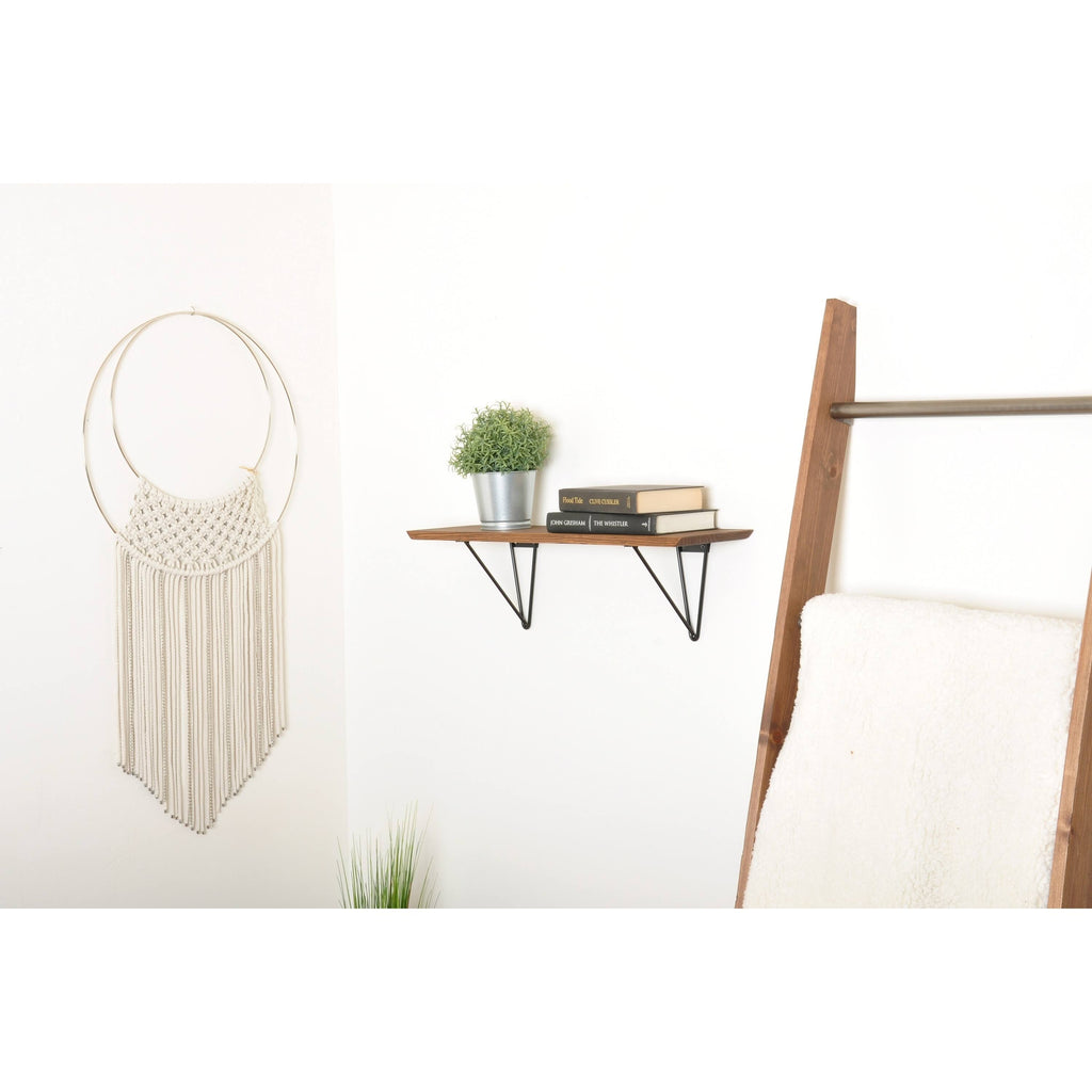 White Washed Wood Bracket Shelf S4686