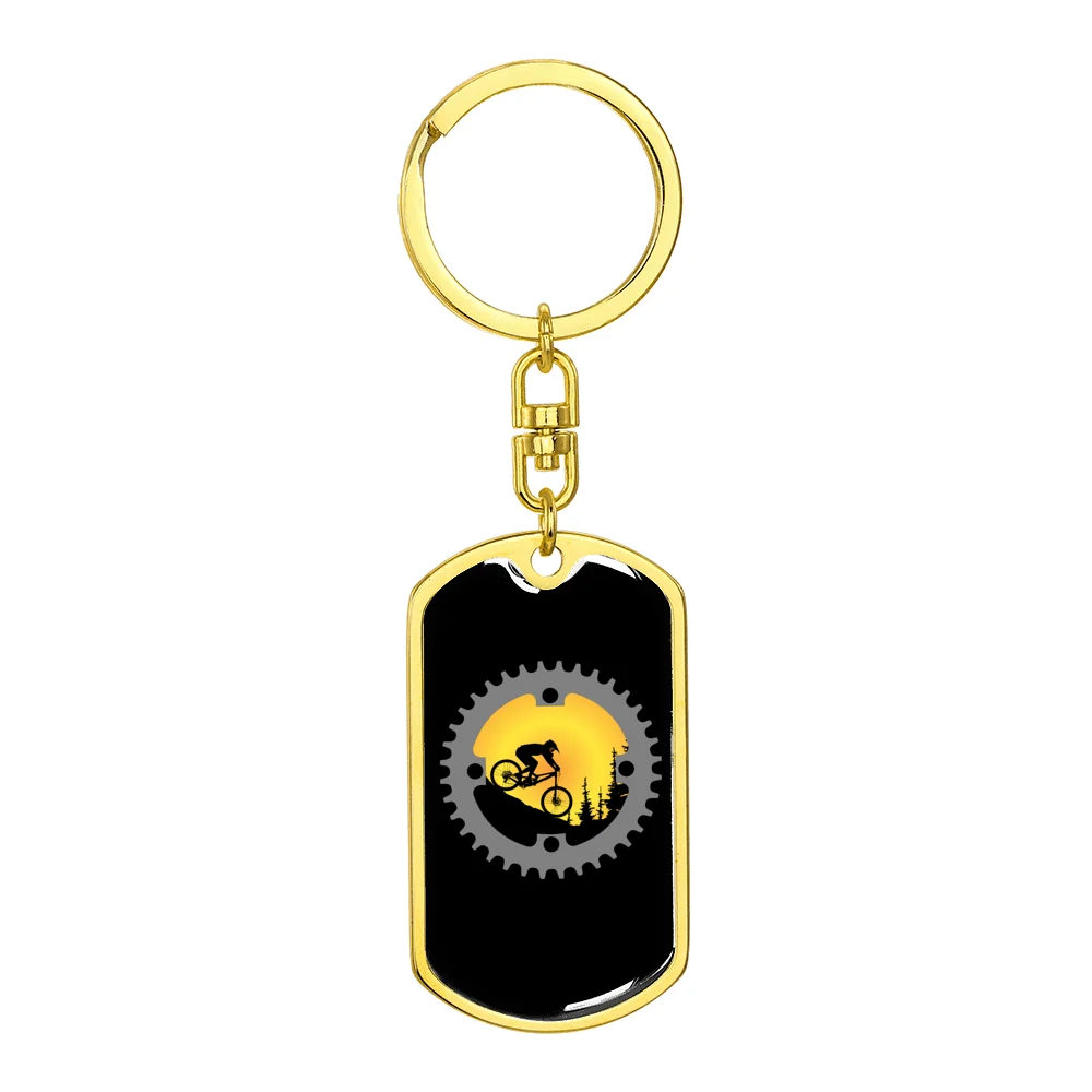 Stainless Steel or 18k Gold Swivel Dog Tag Keychain Q2258