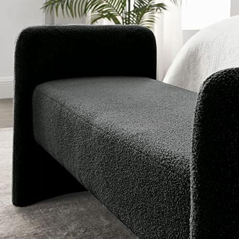 White Teddy Velvet Upholstered Ottoman Bench A252080