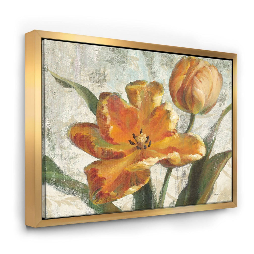 Green Ivory Framed Canvas - 44 in. Wide x 34 in. High - Gold V2015