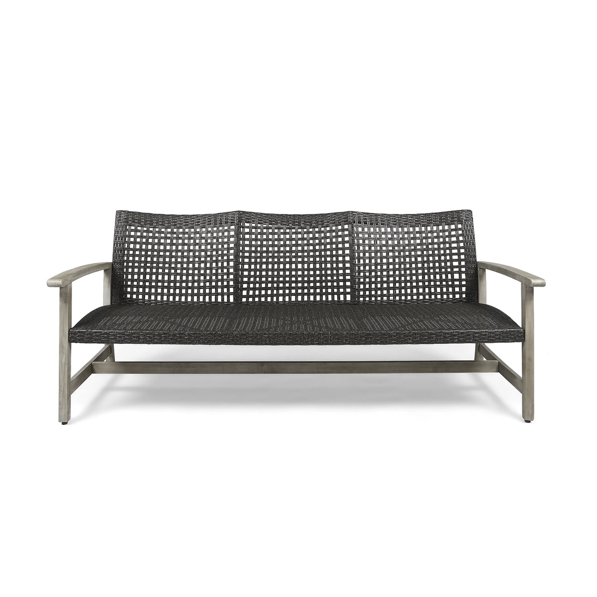 Light Gray Wood and Wicker Outdoor Sofa B24997