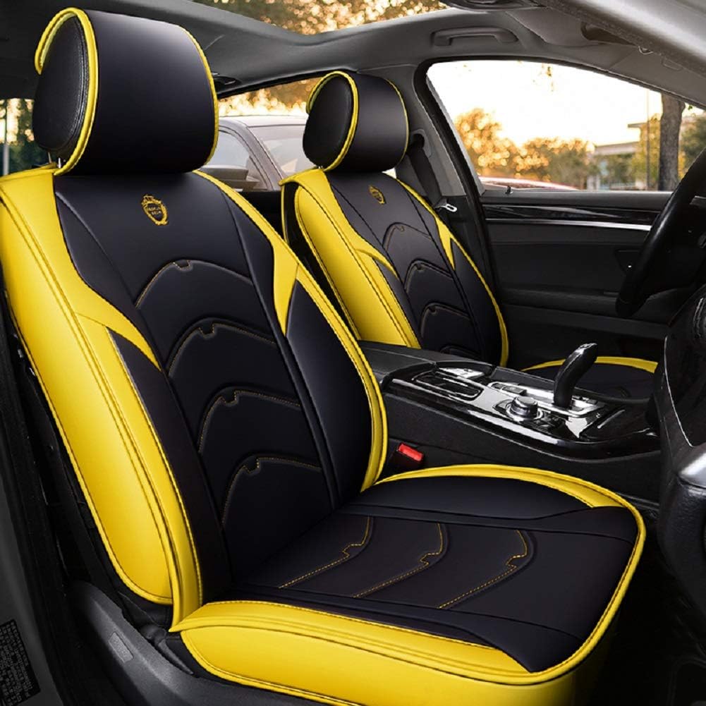 Black-Pink Leather 5 Seat Full Set Seat Cover Cushion Y2522