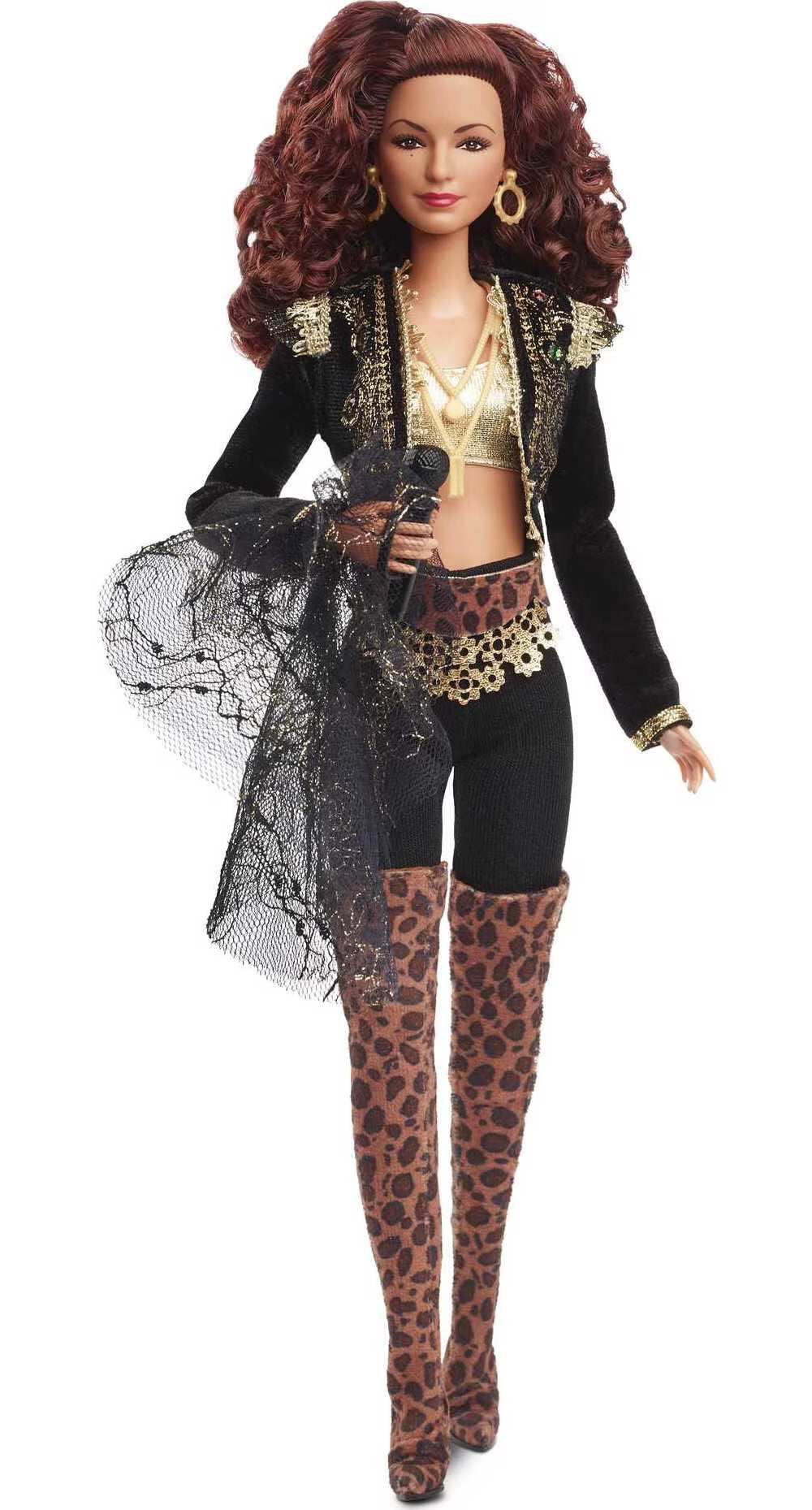 Collectible Doll with Golden Accessories Including Microphone T98906
