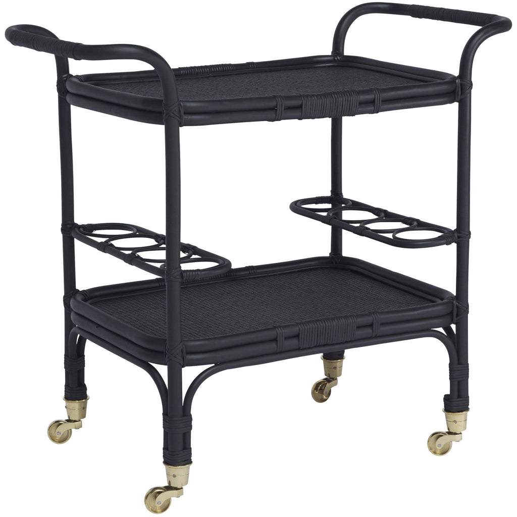 Black Rattan Bar Cart M4194