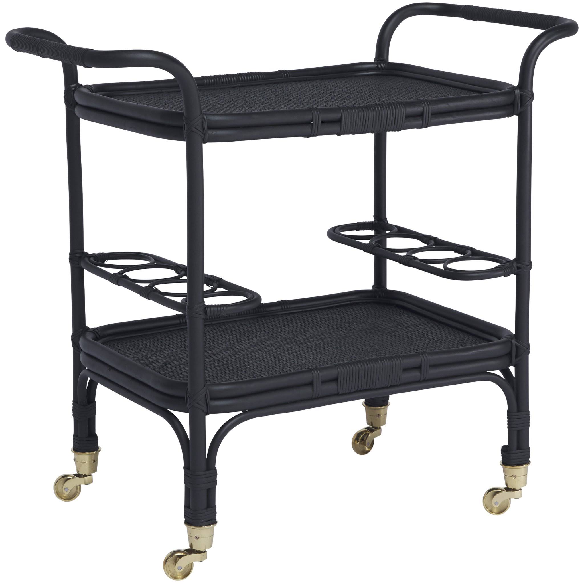 Black Rattan Bar Cart M4194
