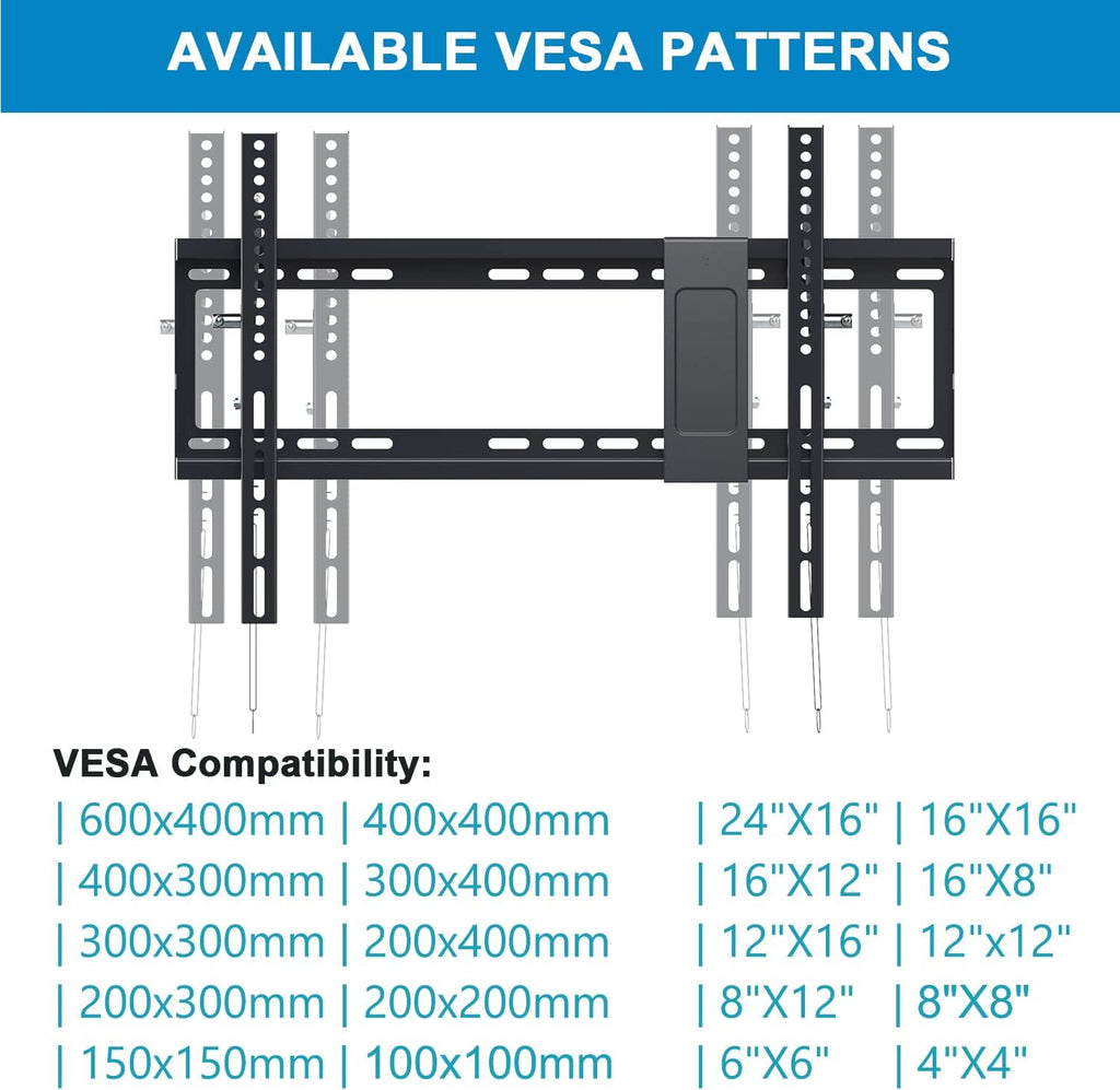 Tilt TV Wall Mount Bracket for 40-90 Inches LED, Plasma Flat Screen Curved TVs, VESA 600x400mm, Loading Capacity 165 lbs, Low Profile, Pack of 2 P2822