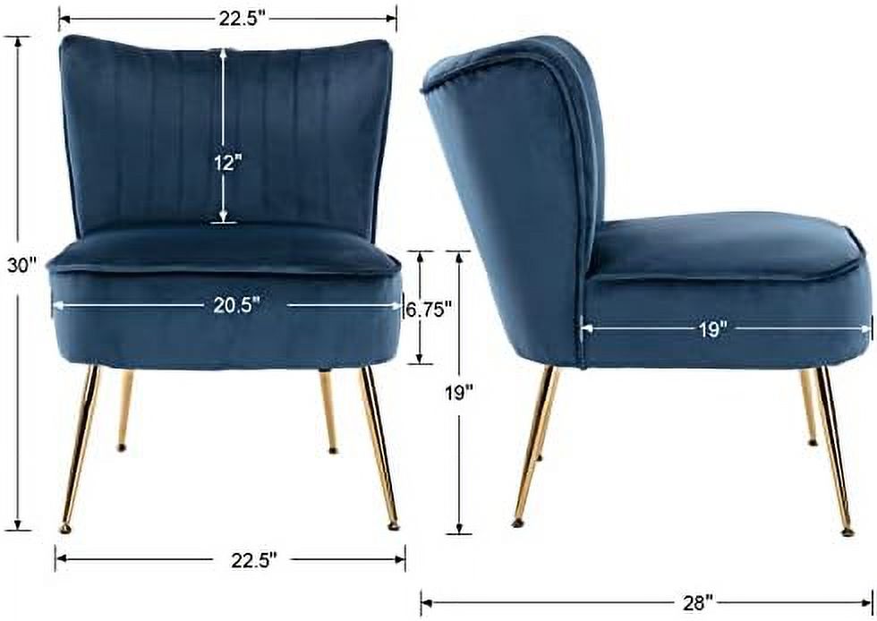 Velvet Accent Chairs Set of 2 with Golden Legs D3008