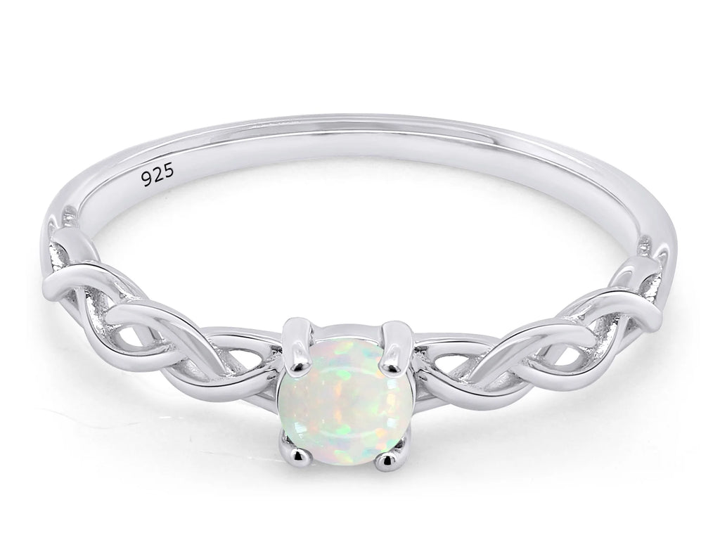 14k White Gold Over Sterling Silver Created Opal Solitaire Ring V1467