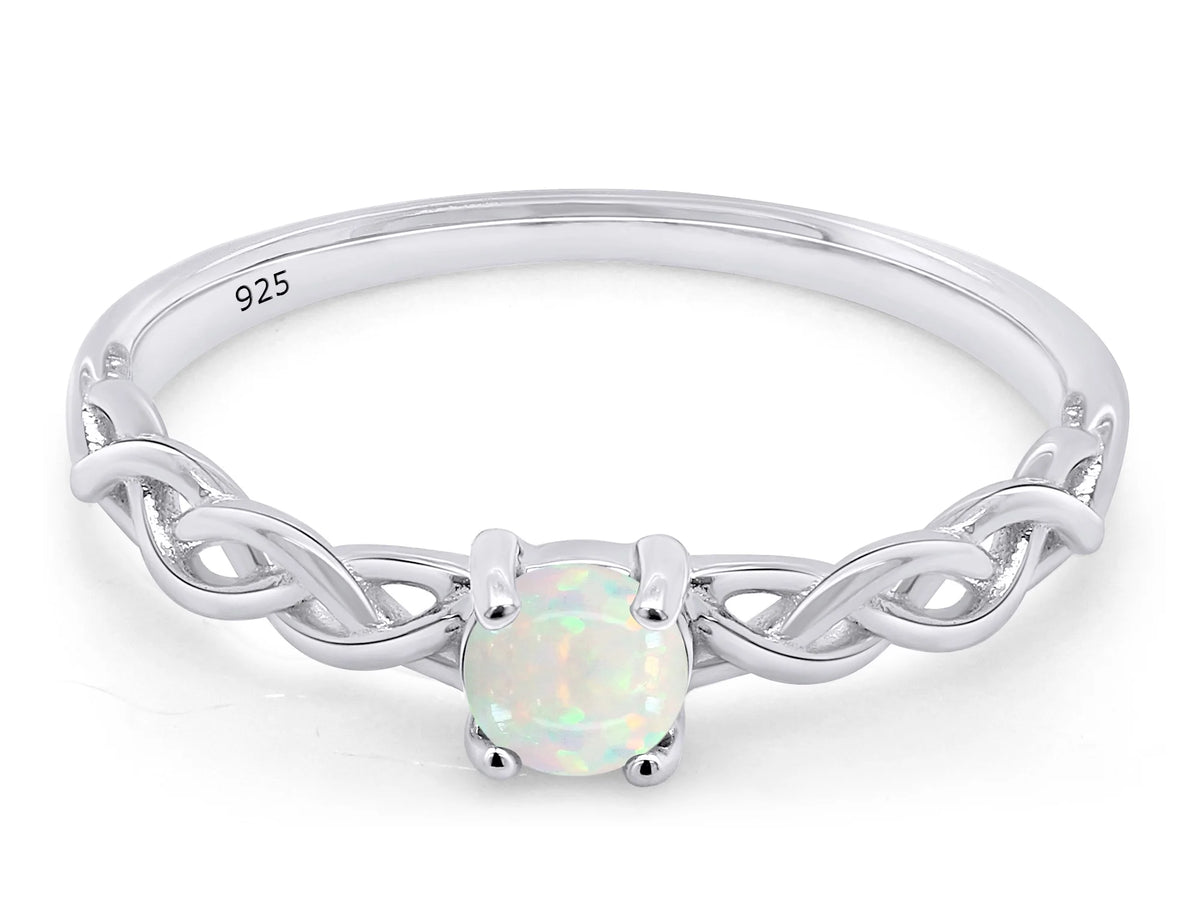 14k White Gold Over Sterling Silver Created Opal Solitaire Ring V1467