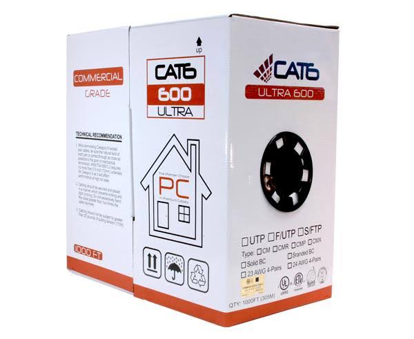 Cat6 Bulk Riser Ethernet Cable, Solid Copper UTP, 24 AWG 1000ft Green Q3539