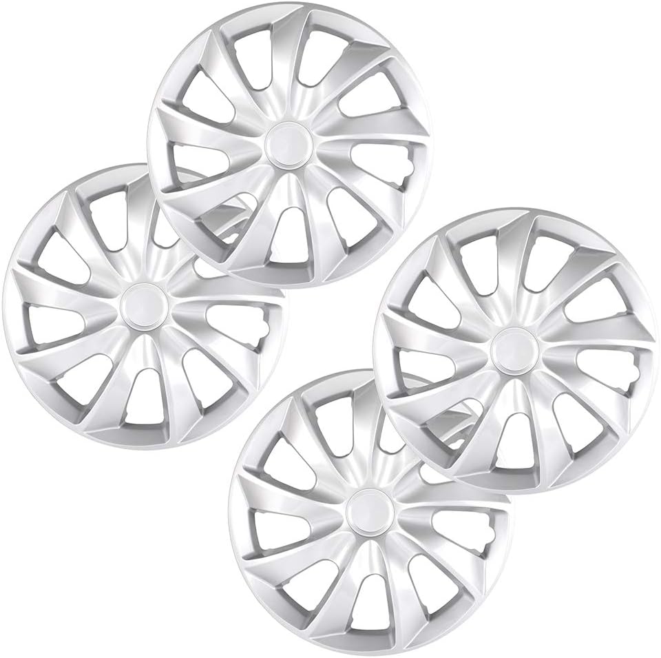 4PC Set 15 inch Silver Hubcap Wheel Cover Snap On Hubcap Pack of 2 K8950