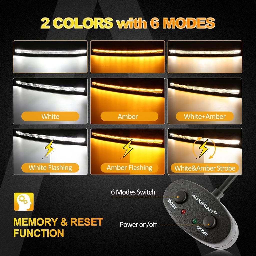 Curved Amber White Strobe LED Light Bar 50 Inch 288W P6915