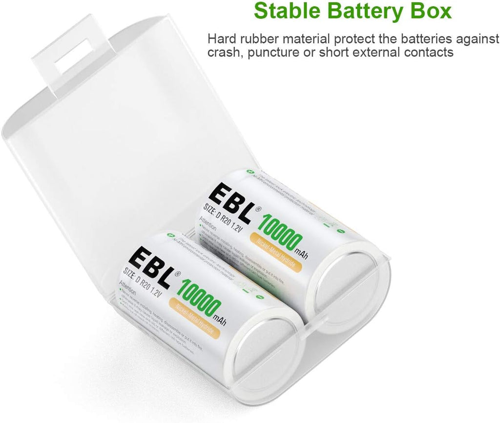 D Cells 10000mAh Rechargeable Batteries (4 Counts) with Battery Charger Pack of 2 P6833