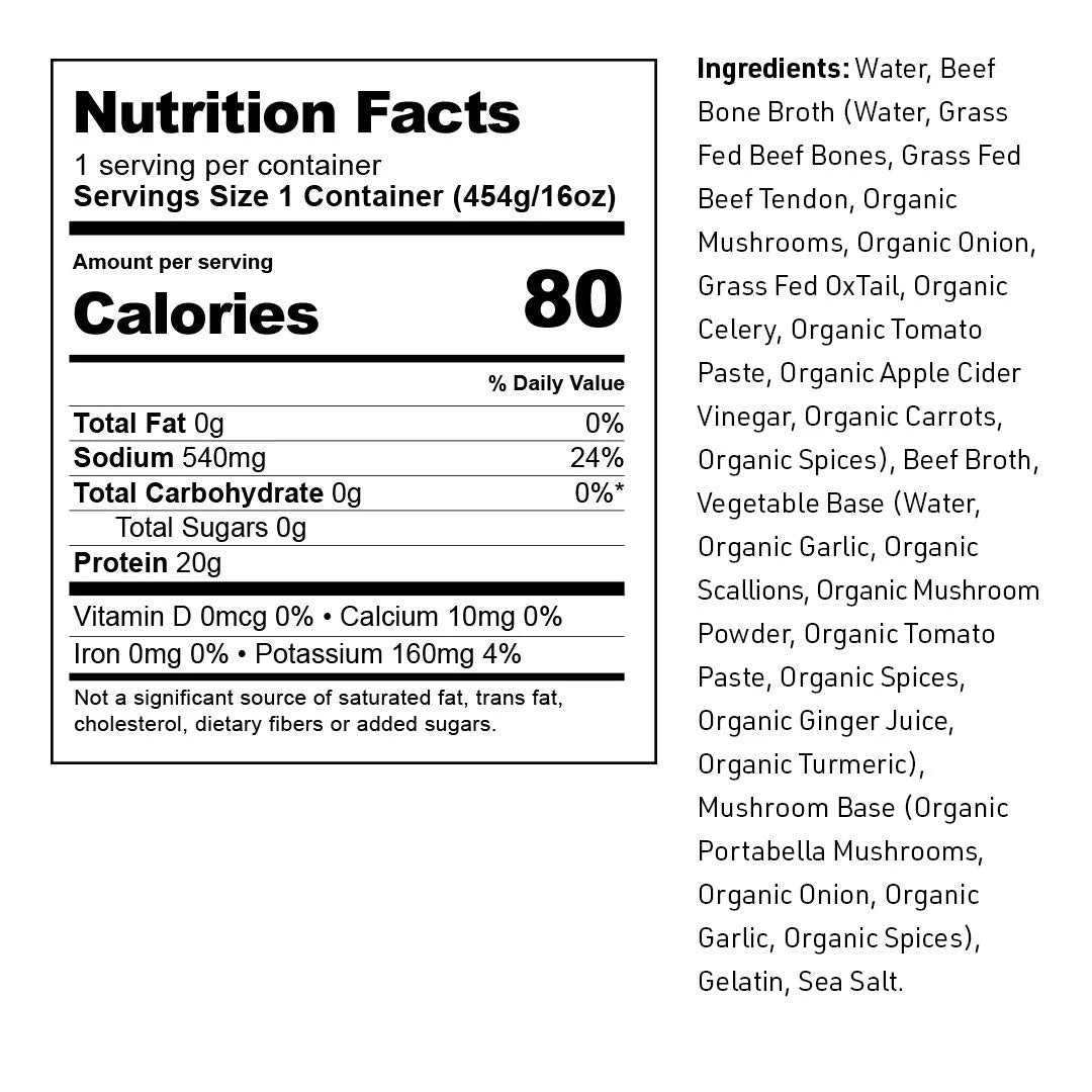 100% Grass-Fed Beef Bone Broth Classic Beef 16 oz. V247