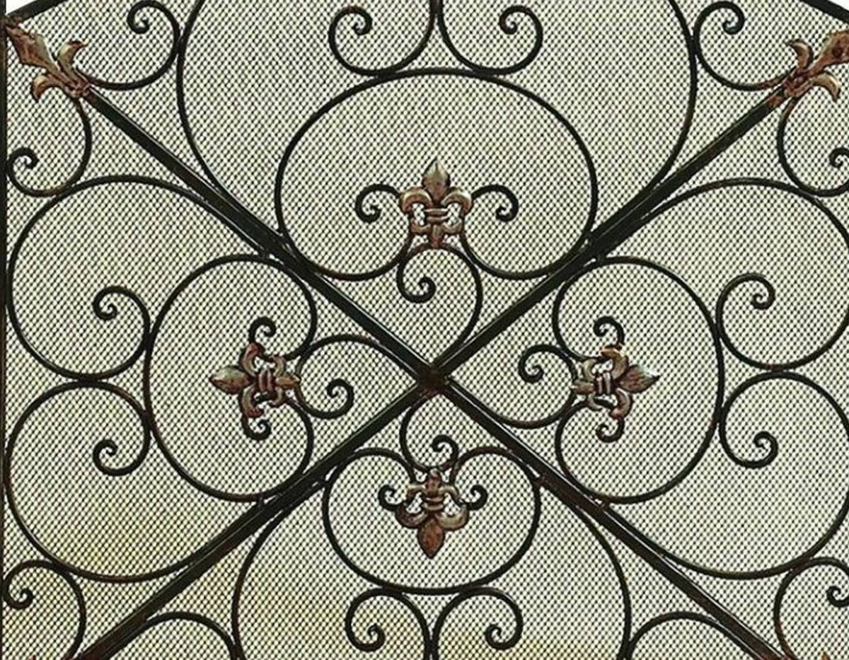Bronze 3-Panel Metal Fire Screen S601028