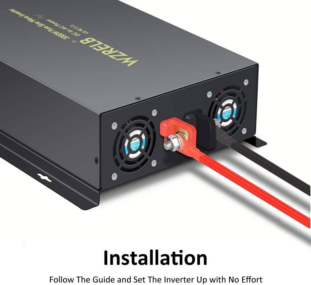 5000W Pure Sine Wave Power Inverter 12V DC to 110V 120V AC with Remote Control LED Display Dual AC Outlets G451