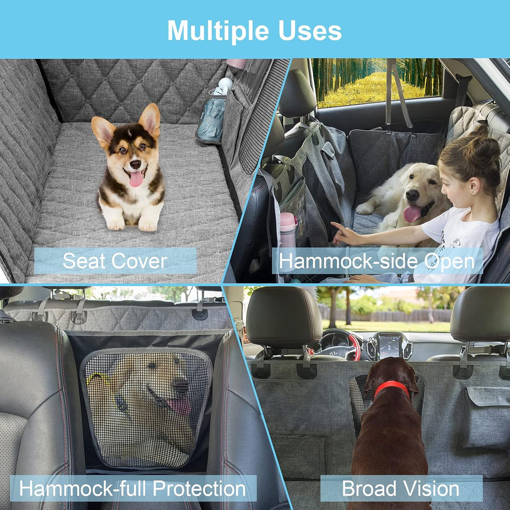 Gray Waterproof Dog Car Seat Cover with Mesh Window P5181