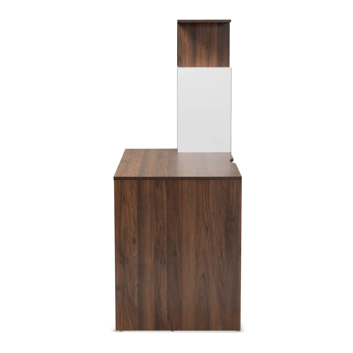 White & Walnut Brown Wood Storage Computer Desk with Shelves L573