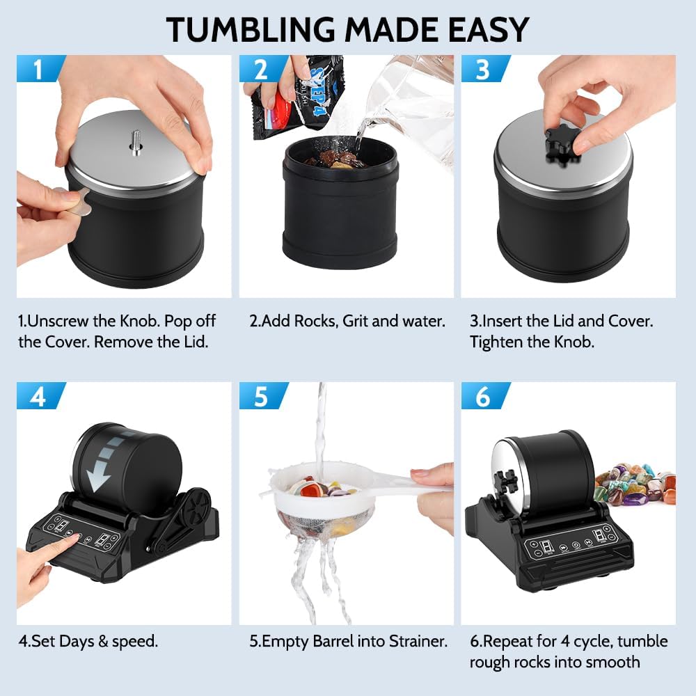 2.5lbs Rock Tumbler Kit with LCD Display D273