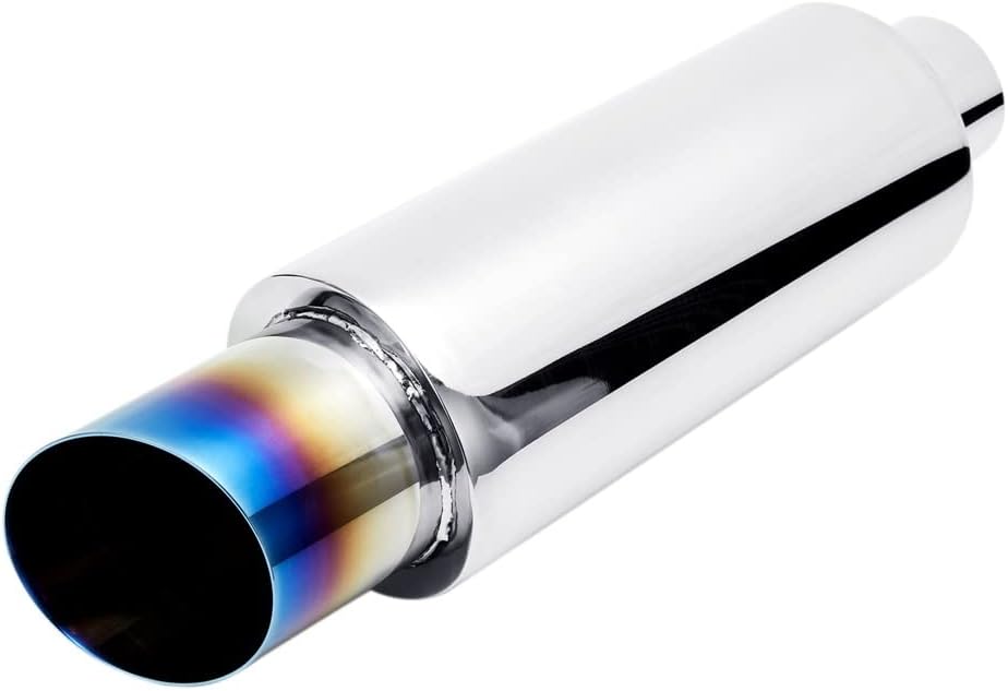 2.25'' Inlet 3'' Outlet Exhaust Burnt Muffler Tip Stainless Steel 14.7'' Length Pack of 2 D39208