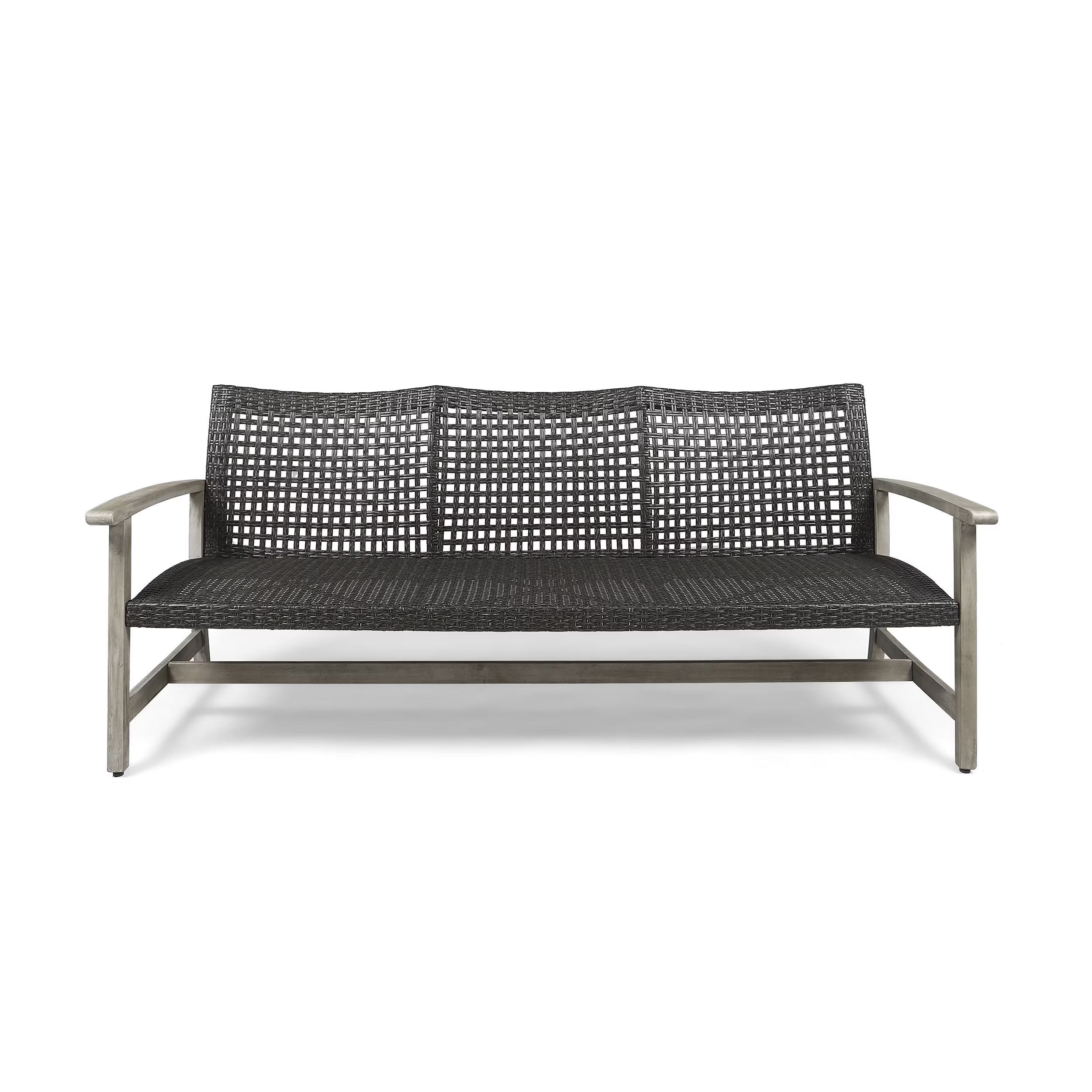 Light Gray Wood and Wicker Outdoor Sofa B24997