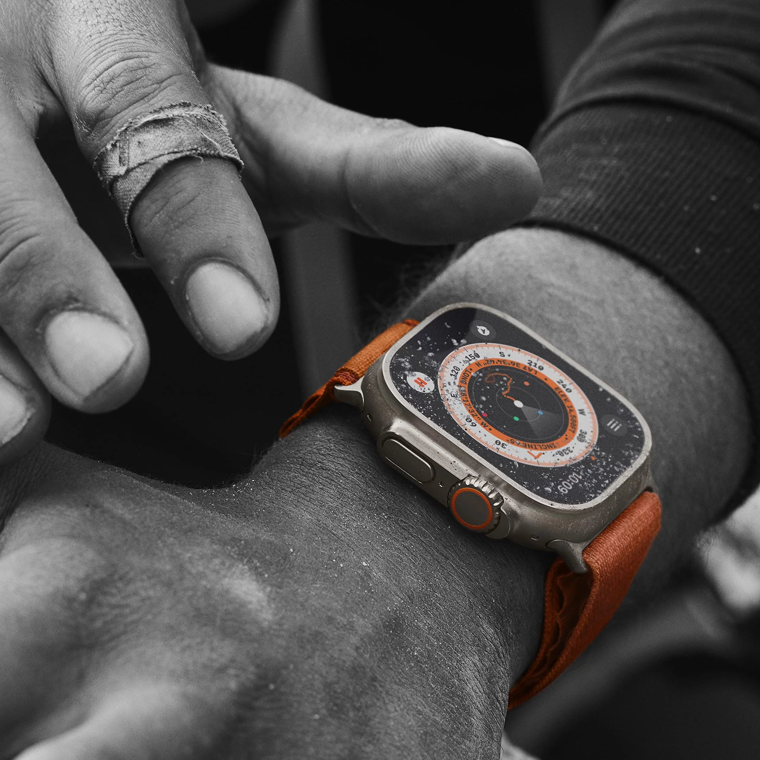 Apple Watch Ultra 49mm Smart Watch with Rugged Titanium Case & Orange Alpine Loop Small S1321