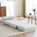 Blue Linen Foldable Futon Sofa Bed S64538