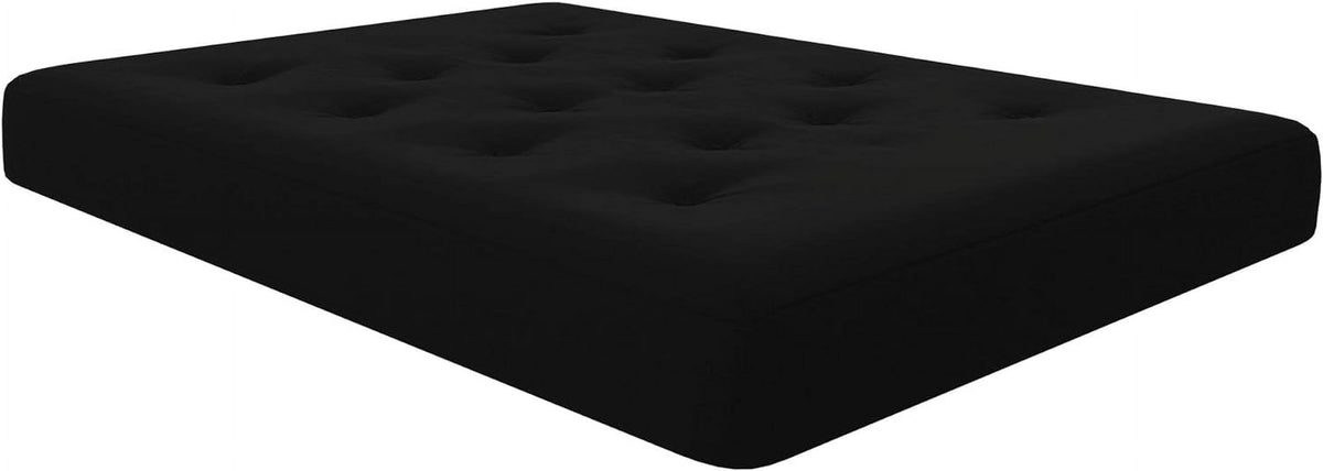 8-Inch Pocket Spring Coil Futon Mattress, Polyester Linen, Full, Black N446398