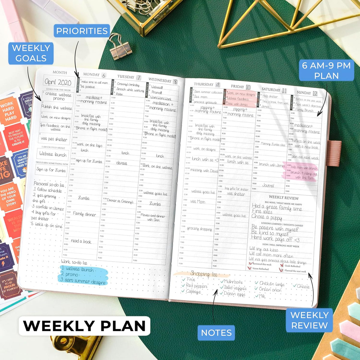 A5 Hardcover Undated Hourly Schedule Organizer Y68426