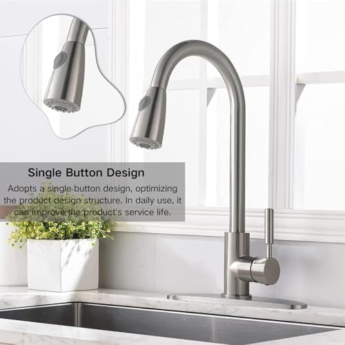 Single Handle Brushed Nickel Kitchen Faucet with Pull Down Sprayer Q216