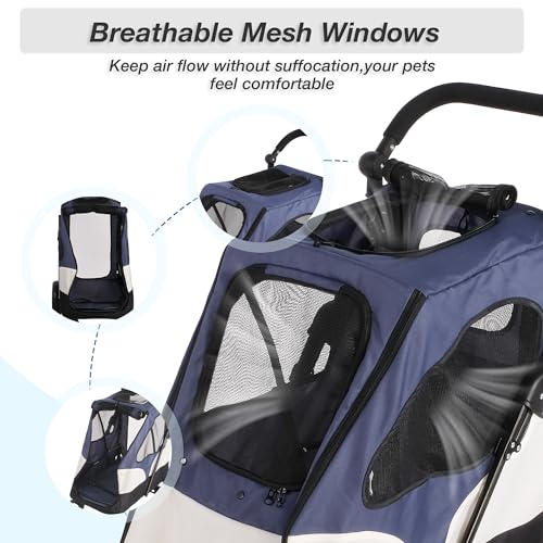 Folding Pet Stroller with Storage Bag and Adjustable Handle Z726572
