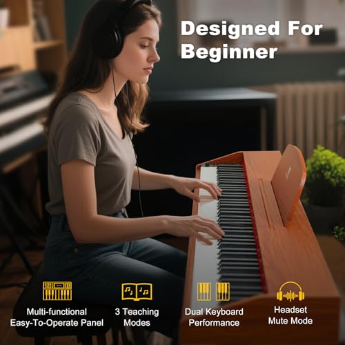 88 Key Semi Weighted Digital Piano Keyboard with 3-Pedal Unit, Built-In Speakers, USB/MIDI (Black) S7336