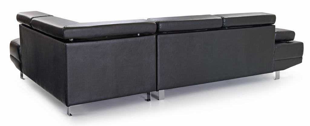 Black Sectional with Adjustable Armrest and Headrest O962278