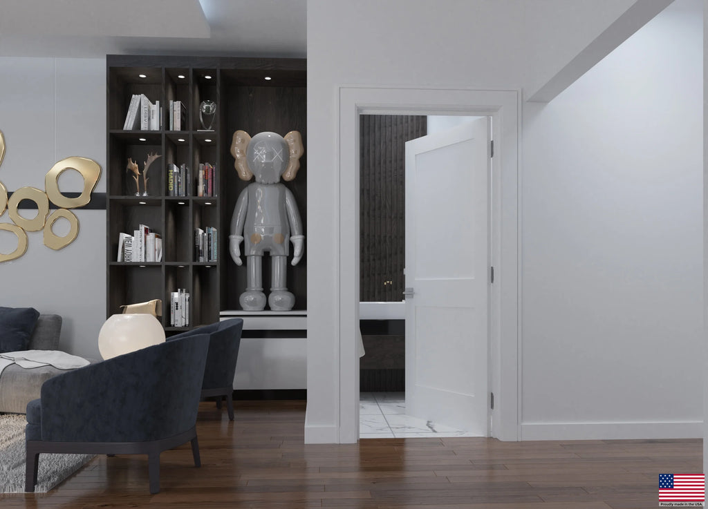 Solid Core White Primed Double Panel Prehung Interior Door M3889