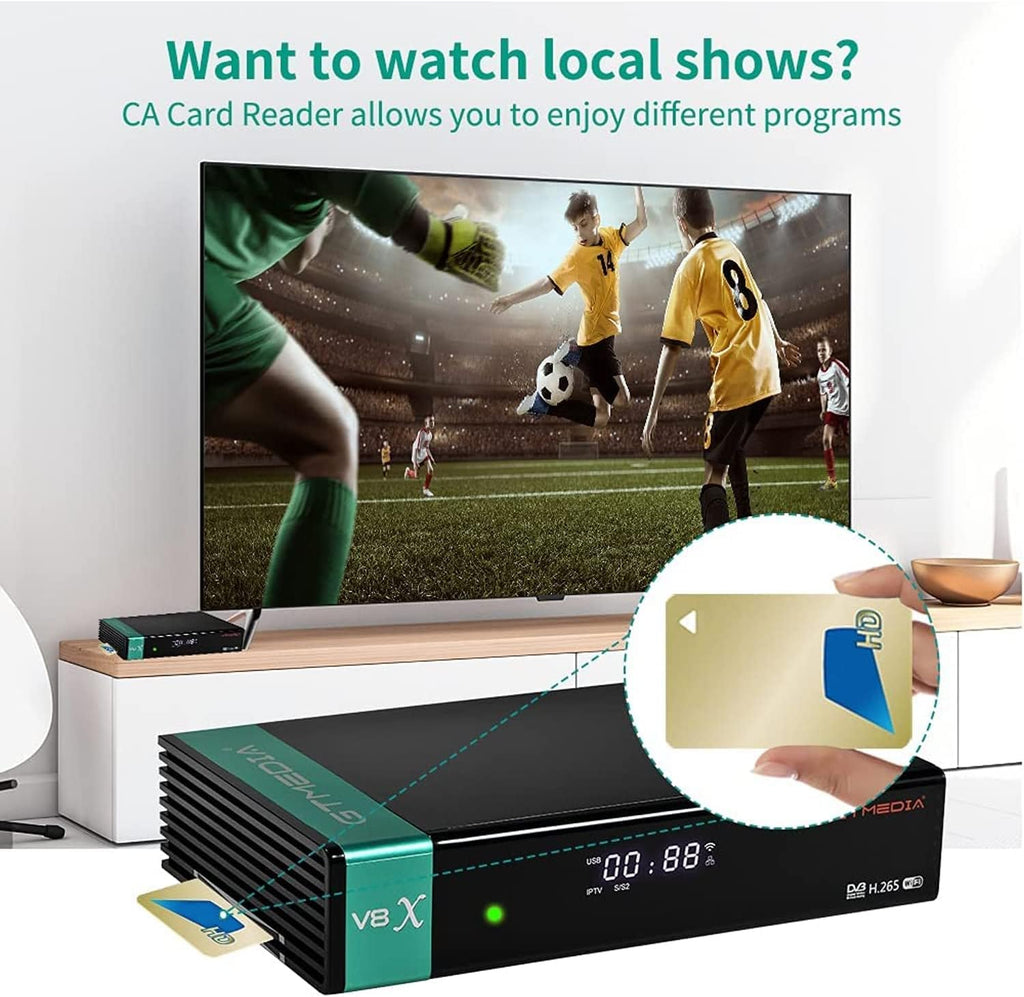 Satellite TV Receiver DVB-S/S2/S2X H.265 1080P HD FTA Digital Receiver Built-in 2.4G WiFi Pack of 2 W16876