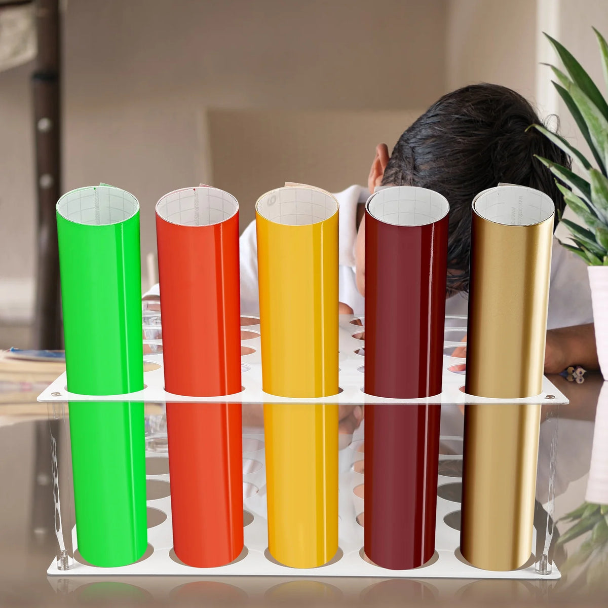 Vinyl Roll Rack Holder Storage Paper Organizer Stand Record Display Craft Tower Shelf Holes Dispenser Large Wrapping H9874