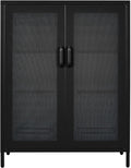 Metal Storage Cabinet with 2 Adjustable Shelves, 41.7 Black Garage Cabinets with Doors and Lock C8969