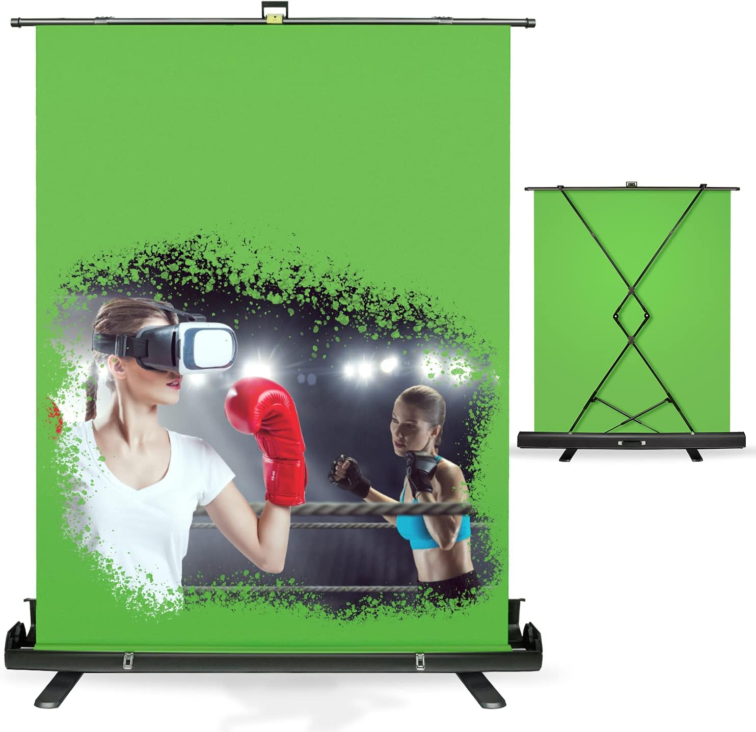 Collapsible Green Chromakey Panel Screen with Aluminum Hard Case F8243